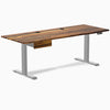 Desky Dual Hardwood Standing Desk With Drawer, Pheasantwood desktop, Gray frame