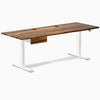 Desky Dual Hardwood Standing Desk With Drawer, Pheasantwood desktop, White frame