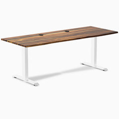 Desky Zero Hardwood Office Desk, Pheasantwood desktop, White frame
