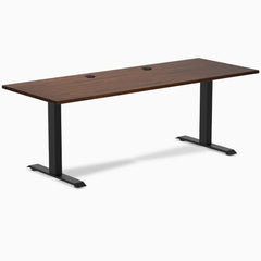 Desky Zero Rubberwood Office Desk, Red Walnut desktop, Matte Black frame