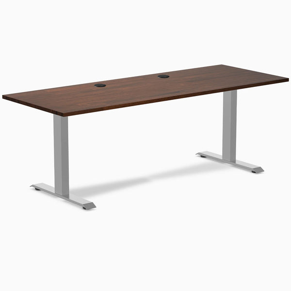 Desky Zero Rubberwood Office Desk, Red Walnut desktop, Gray frame