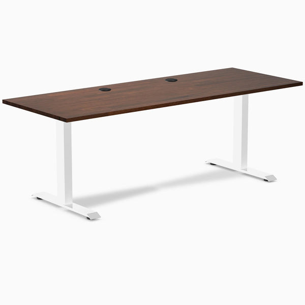 Desky Zero Rubberwood Office Desk, Red Walnut desktop, White frame