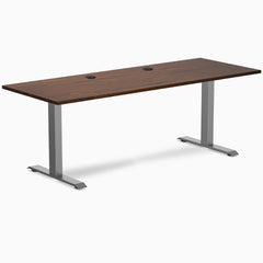 Desky Zero Rubberwood Office Desk, Red Walnut desktop, Space Gray frame