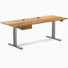 Desky Dual Hardwood Standing Desk With Drawer, Teak desktop, Space Gray frame