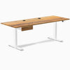 Desky Dual Hardwood Standing Desk With Drawer, Teak desktop, White frame