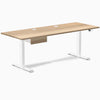 Desky Dual Hardwood Standing Desk With Drawer, White Ash desktop, White frame