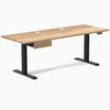 Desky Dual Hardwood Standing Desk With Drawer, White Oak desktop, Matte Black frame