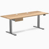 Desky Dual Hardwood Standing Desk With Drawer, White Oak desktop, Space Gray frame
