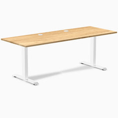 Desky Zero Hardwood Office Desk, White Oak desktop, White frame