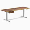 Desky Dual Saman hardwood standing desk, 80x30 inches, Space Gray legs, with drawer.