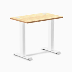 Desky Zero Mini Bamboo Office Desk, Bamboo desktop, White frame