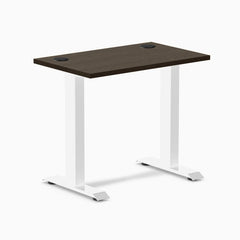 Desky Zero Mini Bamboo Office Desk, Dark Bamboo desktop, White frame