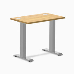 Desky Zero Mini Rubberwood Office Desk, Light Oak desktop, Gray frame
