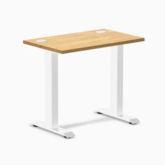 Desky Zero Mini Rubberwood Office Desk, Light Oak desktop, White frame