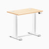 Desky Dual Mini Hardwood Sit Stand Desk, Maple desktop, White frame
