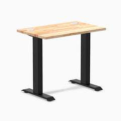 Desky Zero Mini Rubberwood Office Desk, Natural desktop, Matte Black frame