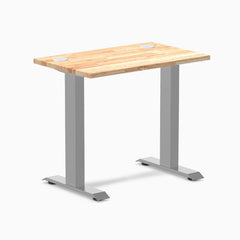 Desky Zero Mini Rubberwood Office Desk, Natural desktop, Gray frame