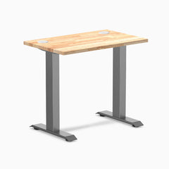 Desky Zero Mini Rubberwood Office Desk, Natural desktop, Space Gray frame
