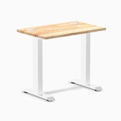 Desky Zero Mini Rubberwood Office Desk, Natural desktop, White frame