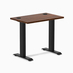 Desky Zero Mini Rubberwood Office Desk, Red Walnut desktop, Matte Black frame