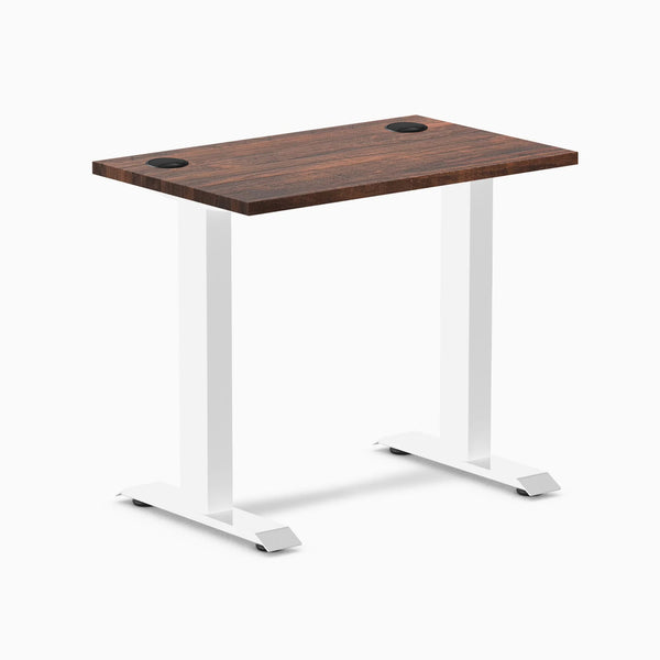 Desky Zero Mini Softwood Office Desk, American Rustic Pine desktop, White frame