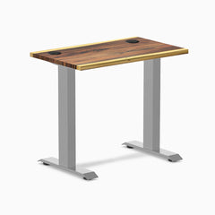 Desky Zero Mini Hardwood Office Desk, Saman desktop, Gray frame