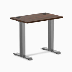Desky Zero Mini Rubberwood Office Desk, Dark Walnut desktop, Space Gray frame