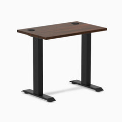 Desky Zero Mini Rubberwood Office Desk, Dark Walnut desktop, Matte Black frame