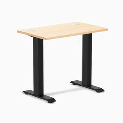 Desky Zero Mini Hardwood Office Desk, Maple desktop, Matte Black frame