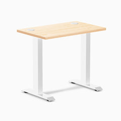 Desky Zero Mini Hardwood Office Desk, Maple desktop, White frame
