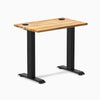 Desky Zero Mini Hardwood Office Desk, Teak desktop, Matte Black frame