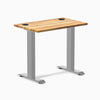 Desky Zero Mini Hardwood Office Desk, Teak desktop, Gray frame