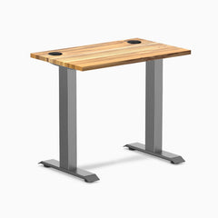 Desky Zero Mini Hardwood Office Desk, Teak desktop, Space Gray frame