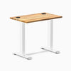 Desky Zero Mini Hardwood Office Desk, Teak desktop, White frame