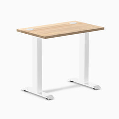 Desky Zero Mini Hardwood Office Desk, White Ash desktop, White frame