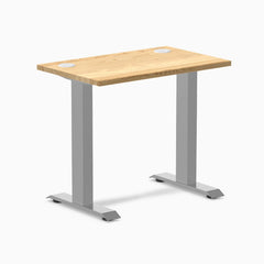 Desky Zero Mini Hardwood Office Desk, White Oak desktop, Gray frame