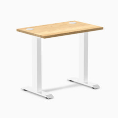 Desky Zero Mini Hardwood Office Desk, White Oak desktop, White frame