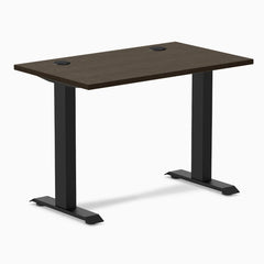 Desky Zero Mini Bamboo Office Desk, Dark Bamboo desktop, Matte Black frame