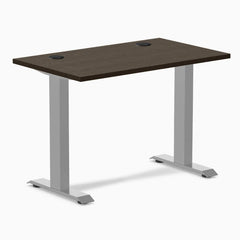 Desky Zero Mini Bamboo Office Desk, Dark Bamboo desktop, Gray frame