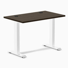 Desky Zero Mini Bamboo Office Desk, Dark Bamboo desktop, White frame
