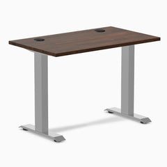 Desky Zero Mini Rubberwood Office Desk, Dark Walnut desktop, Gray frame