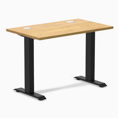 Desky Zero Mini Rubberwood Office Desk, Light Oak desktop, Matte Black frame