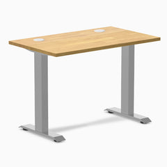 Desky Zero Mini Rubberwood Office Desk, Light Oak desktop, Gray frame