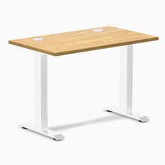 Desky Zero Mini Rubberwood Office Desk, Light Oak desktop, White frame