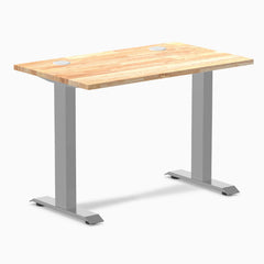 Desky Zero Mini Rubberwood Office Desk, Natural desktop, Gray frame