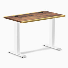 Desky Zero Mini Hardwood Office Desk, Saman desktop, White frame