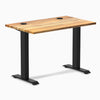 Desky Zero Mini Hardwood Office Desk, Teak desktop, Matte Black frame