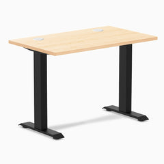 Desky Zero Mini Hardwood Office Desk, Maple desktop, Matte Black frame