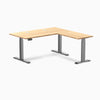 Desky Bamboo L-Shape Sit Stand Desk, Bamboo desktop, Space Gray frame