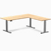 Desky Bamboo L-Shape Sit Stand Desk, Bamboo desktop, Space Gray frame